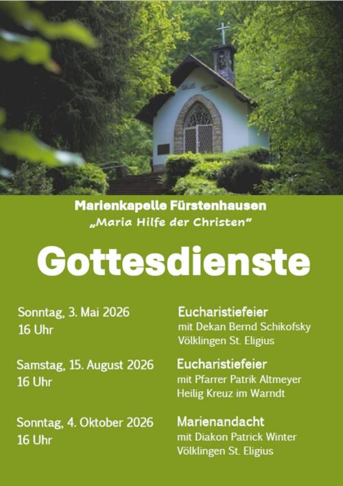 2026 Gottesdienste Marienkapelle Fürstenhausen
