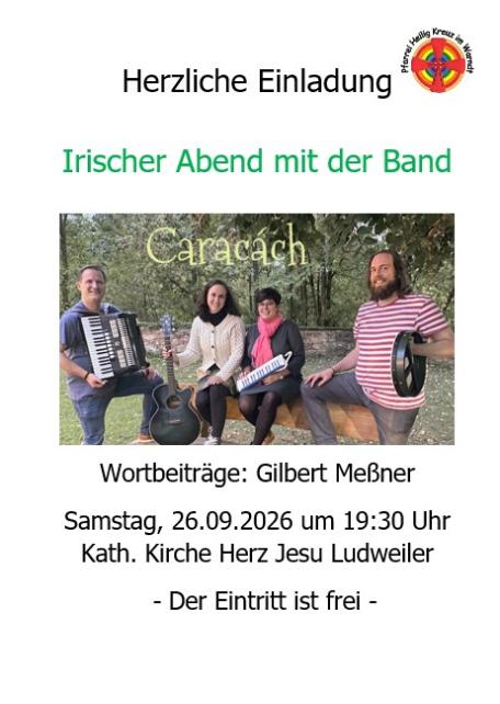 Irischer Abend 26.09.2026 Kirche LW (c) Caracách Irischer Abend 26.09.2026 Kirche LW