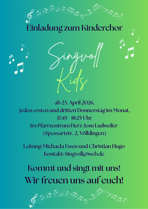 Kinderchor Singvoll Kids - Einladung 2026