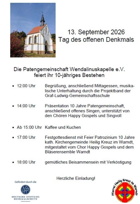 Tag des offen Denkmals 13.09.26 (c) Patengemeinschaft Wendalinuskapelle Tag des offen Denkmals 13.09.26